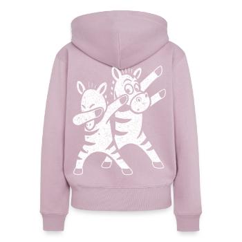 Funny Dancing Zebras Dabbing - Women's Premium Organic Zip Hoodie - dusky pink - Back - Julia (174cm)