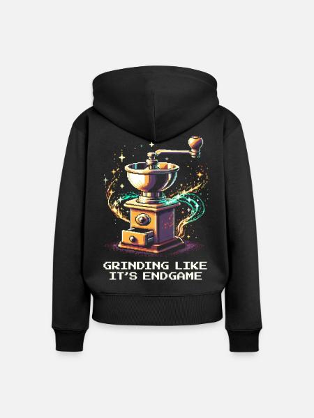 Grinden wie im Endgame | Espresso Kaffee - Frauen Premium Bio Zip Hoodie - Schwarz