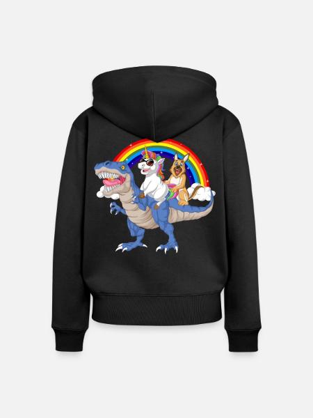 Deutscher Schäferhund Einhorn Abenteuer - Frauen Premium Bio Zip Hoodie - Schwarz