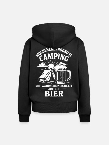 Camping Wochenendprognose Mit Bier - Frauen Premium Bio Zip Hoodie - Schwarz