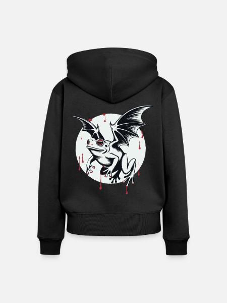 Vampirischer Fledermausfrosch im Schatten - Frauen Premium Bio Zip Hoodie - Schwarz