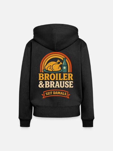Broiler & Brause – Retro Ostalgie seit damals - Frauen Premium Bio Zip Hoodie - Schwarz
