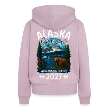 Croisière en Alaska 2027 - Sweat à capuche zippé Premium bio Femme - rose poudré - Dos - Julia (174cm)