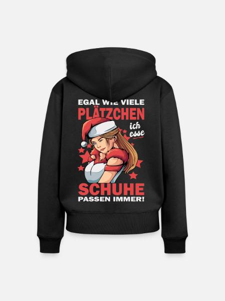Weihnachtsgeschenk Frauen Plätzchen Lustig Idee - Frauen Premium Bio Zip Hoodie - Schwarz