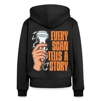 Sonographer Every Scan Tells A Story Sonography - Frauen Premium Bio Zip Hoodie - Schwarz - Hinten - Julia (174cm)