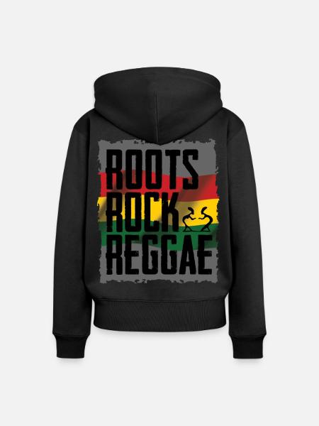 Roots Rock Reggae Design - Frauen Premium Bio Zip Hoodie - Schwarz