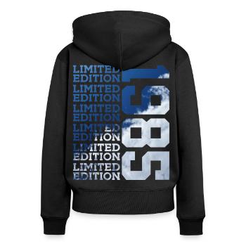 41 ANS ÉDITION LIMITÉE 1985 41E ANNIVERSAIRE - Sweat à capuche zippé Premium bio Femme - noir - Dos - Julia (174cm)