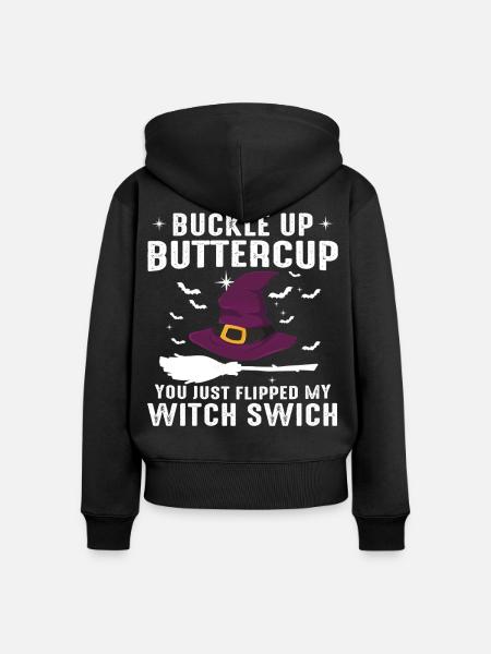 Hexenschalter Halloween - Frauen Premium Bio Zip Hoodie - Schwarz