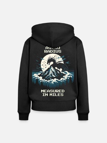 Aggro-Radius | Retro Drache Pixel Art - Frauen Premium Bio Zip Hoodie - Schwarz