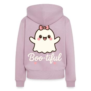 mignon boo-tiful fantôme Halloween fête amusant - Sweat à capuche zippé Premium bio Femme - rose poudré - Dos - Julia (174cm)