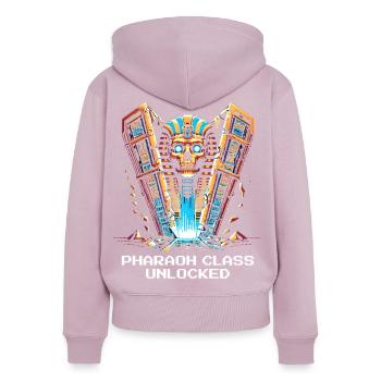 Classe Pharaon débloquée | Égypte, JdR - Sweat à capuche zippé Premium bio Femme - rose poudré - Dos - Julia (174cm)