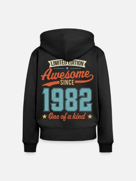Genial seit 1982 - Frauen Premium Bio Zip Hoodie - Schwarz