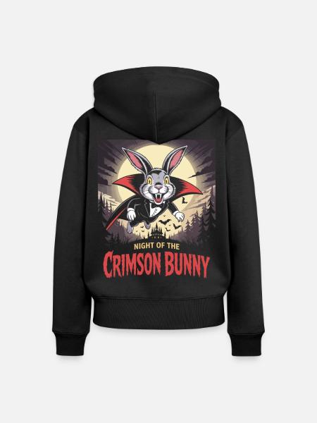 Nacht des Crimson Bunny - Hasendesign - Frauen Premium Bio Zip Hoodie - Schwarz