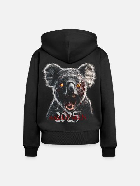 Zombie Koala Halloween Schrecken - Frauen Premium Bio Zip Hoodie - Schwarz