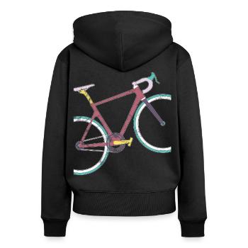 Retro Vintage Grunge Rennrad Modern Cycling Design - Frauen Premium Bio Zip Hoodie - Schwarz - Hinten - Julia (174cm)