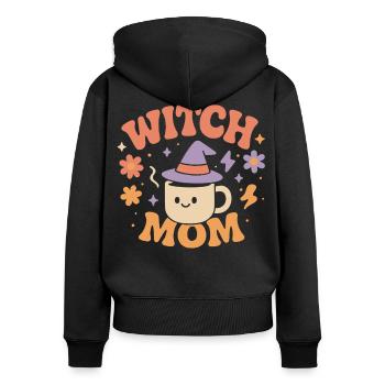 Sorcière Maman Halloween Costume Drôle Dicton - Sweat à capuche zippé Premium bio Femme - noir - Dos - Julia (174cm)