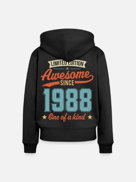Genial seit 1988 - Frauen Premium Bio Zip Hoodie - Schwarz