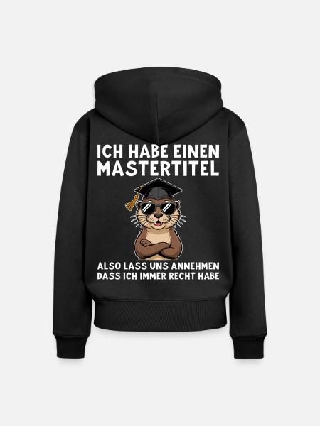 Mastertitel - Lustiger Otter Master Abschluss - Frauen Premium Bio Zip Hoodie - Schwarz