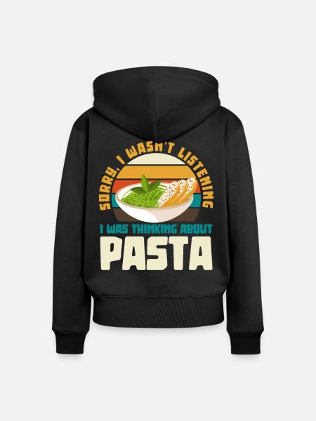 Ich dachte an Pasta Retro-Design - Frauen Premium Bio Zip Hoodie - Schwarz