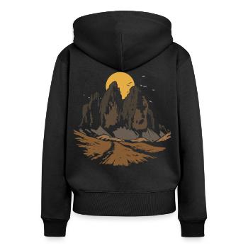 Dolomites Trois sommets Tre Cime di Lavaredo Mountain - Sweat à capuche zippé Premium bio Femme - noir - Dos - Julia (174cm)
