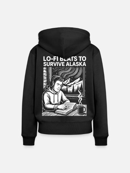 Lo-Fi Beats Alaska Studio - Frauen Premium Bio Zip Hoodie - Schwarz