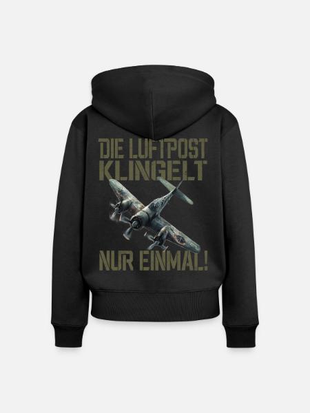 Die Luftpost Klingelt Nur Einmal Flugzeug - Frauen Premium Bio Zip Hoodie - Schwarz