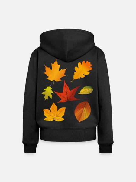 Herbstlaub - Frauen Premium Bio Zip Hoodie - Schwarz