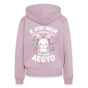 K-Pop Maman Drôle Corée Musique Aegyo - Sweat à capuche zippé Premium bio Femme - rose poudré - Dos - Julia (174cm)