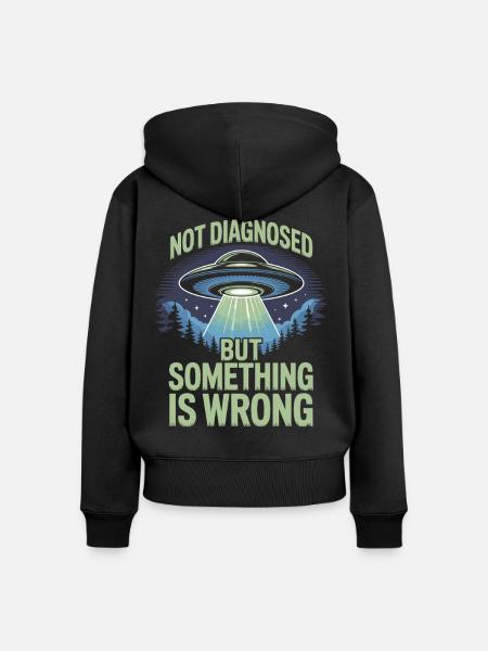 UFO Lichtstrahl über Wald - Frauen Premium Bio Zip Hoodie - Schwarz