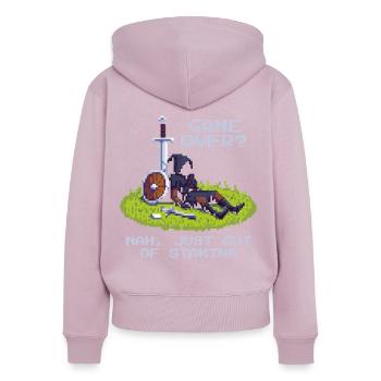 No Game Over | Only Stamina Empty - RPG Vibe - Women's Premium Organic Zip Hoodie - dusky pink - Back - Julia (174cm)