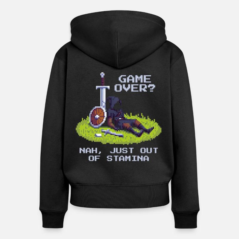 No Game Over | Only Stamina Empty - RPG Vibe - Women's Premium Organic Zip Hoodie - black