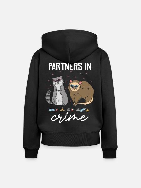 Partner in Crime Katzenduo - Frauen Premium Bio Zip Hoodie - Schwarz