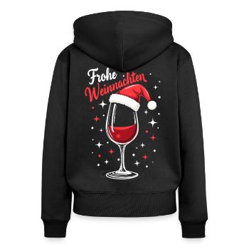Frohe Weinachten Weinglas Weihnachten - Frauen Premium Bio Zip Hoodie - Schwarz - Hinten - Julia (174cm)