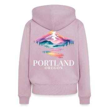 Portland, Oregon Mountain Sunset Scenic View - Frauen Premium Bio Zip Hoodie - Altrosa - Hinten - Julia (174cm)