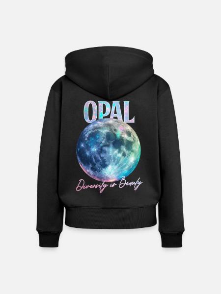 Geburtsstein Oktober Opal - Frauen Premium Bio Zip Hoodie - Schwarz