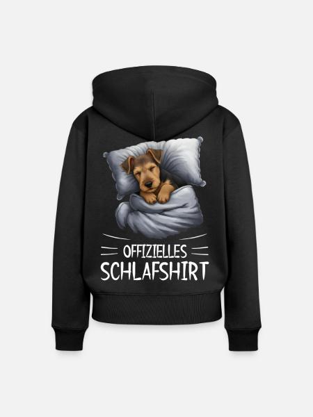 Offizielles Schlafshirt Airedale Terrier Hund - Frauen Premium Bio Zip Hoodie - Schwarz