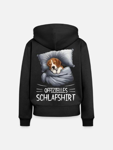 Beagle Schlafshirt Kuscheldecke - Frauen Premium Bio Zip Hoodie - Schwarz