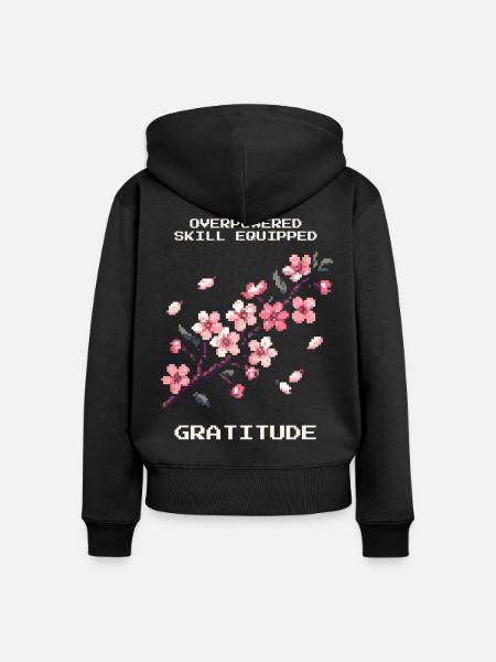 OP-Skill ausgerüstet: Dankbarkeit | Mindset, Zen - Frauen Premium Bio Zip Hoodie - Schwarz