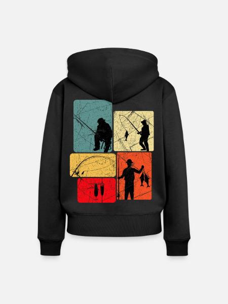 Angeln Angler - Frauen Premium Bio Zip Hoodie - Schwarz