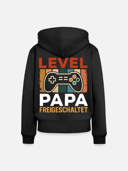 Bald Papa LEVEL PAPAFREIGESCHALTET LUSTIG - Frauen Premium Bio Zip Hoodie - Schwarz