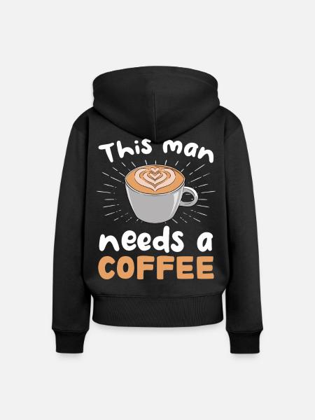 Dieser Mann braucht Kaffee - Frauen Premium Bio Zip Hoodie - Schwarz