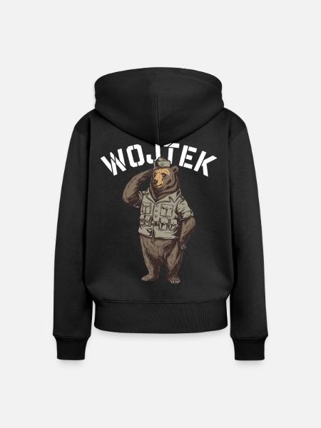 Wojtek Entdecker Bär - Frauen Premium Bio Zip Hoodie - Schwarz