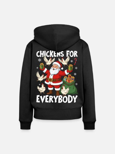 Chickens for Everybody - Frauen Premium Bio Zip Hoodie - Schwarz