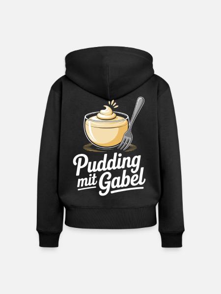 Pudding Mit Gabel - Frauen Premium Bio Zip Hoodie - Schwarz