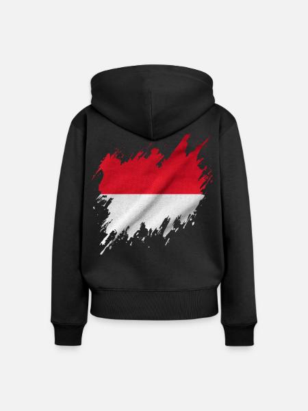 Indonesische Flagge, abgerissene Stil - Frauen Premium Bio Zip Hoodie - Schwarz