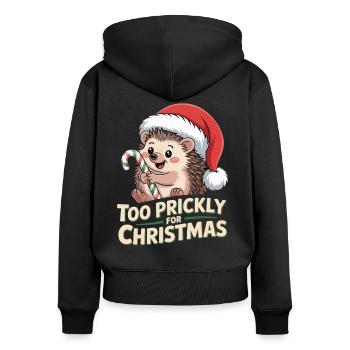 Igel Weihnachten Humor - Frauen Premium Bio Zip Hoodie - Schwarz - Hinten - Julia (174cm)