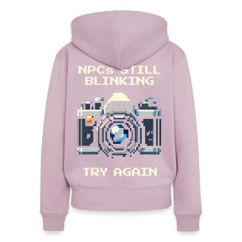 NPC blinzelt noch | Versuch erneut, Porträt - Frauen Premium Bio Zip Hoodie - Altrosa - Hinten - Julia (174cm)