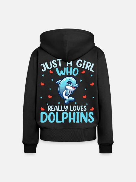 Delfin - Frauen Premium Bio Zip Hoodie - Schwarz