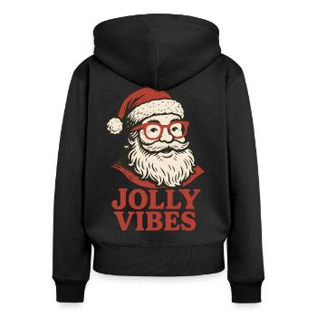 Santa Jolly Vibes Weihnachtsspaß - Frauen Premium Bio Zip Hoodie - Schwarz - Hinten - Julia (174cm)
