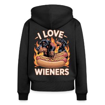 I Love Wieners Unwearable Bootleg - Sweat à capuche zippé Premium bio Femme - noir - Dos - Julia (174cm)